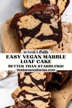 an easy vegan marble loaf cake that is better than starbucks's and tastes less