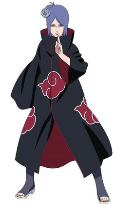 an anime character with blue hair wearing a black coat and red dress, standing in front of