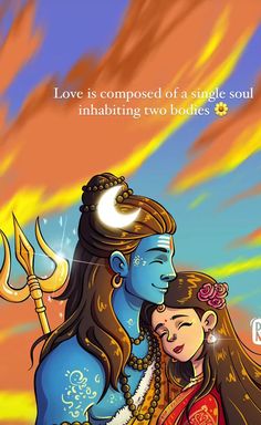 an image of hindu couple in love with the caption love is composed of a single soul inhabitating two bodies