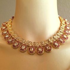 Red Indian Jewelry Set, Red Indian Jewelry, Gold Necklace Set Indian, Pakistani Necklace, Red Necklace Set, Necklace For Neckline, Simple Gold Necklace, Polki Necklace Set, Traditional Necklace