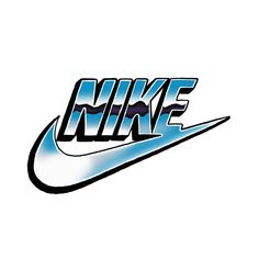 the nike logo is shown in blue and white