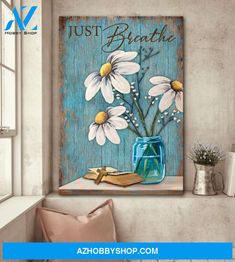 Portrait God Canvas - Bible Verse Wall Art - Lovely daisy - Just breathe Canvas Canvas Bible Verse, Board Painting, Verse Wall Art, Indoor Air Pollution, Bible Verse Wall, Bible Verse Wall Art, Just Breathe, Air Pollution, Gold Ink