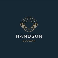 hands are holding the sun logo design for hand san, a company that sells natural products