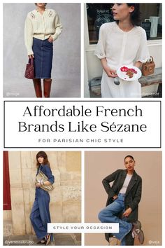 Looking to shop some affordable French clothing brands? You'll love my list of 2024 stores and brands like Sezane that are budget-friendly! French Girl Style Spring 2024, Spring French Style, Sezane Spring Outfits, Sezane Spring 2024, Sezane Style Summer, Sezane Outfit Summer, French Girl Spring Style, French Fashion Spring 2024, French Street Wear