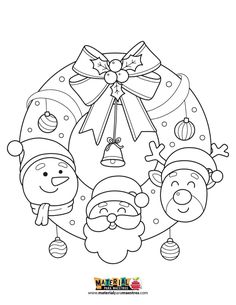 christmas coloring pages for kids with santa and other holiday related items, including bells, bell