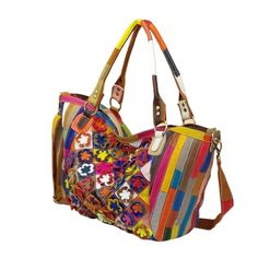 LEA Design Women Fashion Genuine Leather Multi-Color Patchwork Handbag - Divine Inspiration Styles Bags Colorful, Casual Handbags, Flower Women, Fashion Patchwork, Bags Online Shopping, Womens Luggage, Cowhide Bag, Floral Patchwork, Designer Handbag