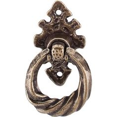 an ornate metal door handle with a skull in it's center, on a white background