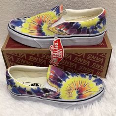 These Vans Are Nwt And Come From A Smoke Free Home. Vans Low-top Sneakers For Summer, Vans Summer Sneakers With Round Toe, Vans Sneakers For Summer, Colorful Fun Sneakers For Summer, Vibrant Multicolor Sneakers For Spring, Trendy Vans Sneakers For Summer, Fun Multicolor Slip-on Sneakers, Trendy Yellow Sneakers For Summer, Trendy Yellow Summer Sneakers