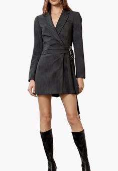 Moon River Pinstripe Pleated Blazer Mini Dress in Navy - Estilo Boutique Pleated Blazer, Blazer Mini Dress, Moon River, Long Sleeve Blazers, Dress Cover, Blazer Dress, Final Sale, Nordstrom, Moon