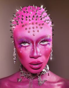 Avant Garde Makeup Creative, Club Kid Makeup, Avante Garde Makeup, Drag Makeup Looks, Alien Makeup Looks, Creative Face Makeup, Fantasy Makeup Looks