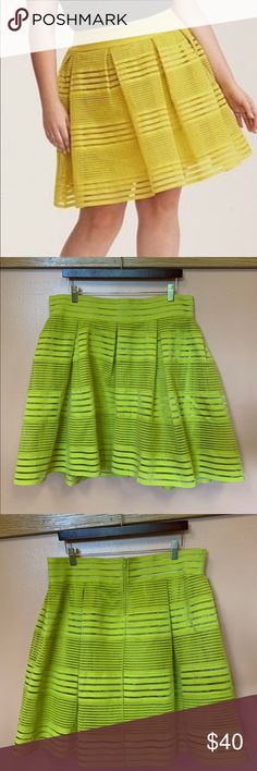 Torrid Chartreuse Striped Sheer Aline Skirt NWT- Sheer striped fully lined Aline skirt with elastic waist.  Super fun! torrid Skirts A-Line or Full Fitted A-line Skort For Spring, Spring Party A-line Skort, Green A-line Lined Skirt, Spring A-line Mini Skirt, Spring Party Flared Skort, Spring A-line Stretch Skort, Green Pleated A-line Skirt, Stretch A-line Skort For Spring, Green A-line Pleated Lined Skirt