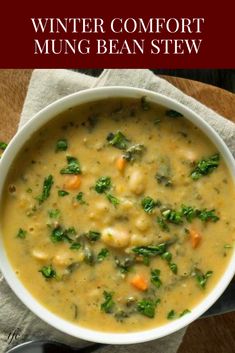 winter comfort mung bean stew in a white bowl