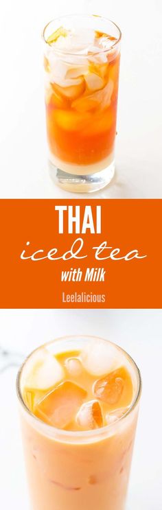 thai iced tea with milk and orange slices