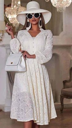 Outfit Bianco, Classy Dresses, Chique Outfits, All White Outfit, Looks Chic, A Lady, Elegant Outfit, Classy Dress