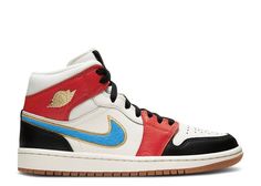 Womens Air Jordan 1, Womens Air Jordan, Jordan 1 Blue, Black Tongue, Wmns Air Jordan 1, Red Jordans, Blue Jordans, Jordan Model, Air Jordan 1 Mid Se