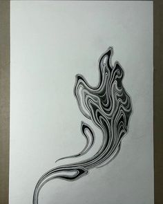 a drawing of a black and white swirl on paper