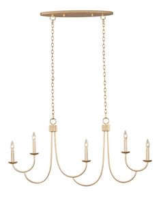 a brass chandelier with five lights hanging from the bottom and one light down