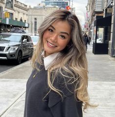 Tan Women With Blonde Hair, Ashy Blonde Hair Balayage Asian, Lowlights For Asian Hair, Blonde Asian Hair Tan Skin, Colored Hair For Asian Women, Single Process Hair Color Asian, Ash Blonde Highlights On Dark Hair Asian, Blonde Hair On Filipino Skin, Ash Blonde Balayage On Dark Hair Asian