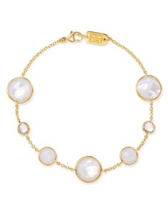 Ippolita 18K Yellow Gold Lollipop Clear Quartz, White Moonstone & Clear Quartz over Mother-Of-Pearl Seven-Stone Link Bracelet Book Jewelry, White Moonstone, Rock Candy, Bracelet Online, Moon Stone, Clear Quartz, Lollipop, Link Bracelets, Mother Of Pearl