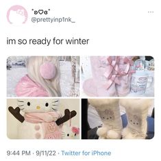 an instagram with pictures of snow boots and hello kitty