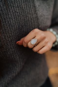 This moonstone ring is both classy and chic! Sterling silver Rainbow Moonstone stone Unique, detailed bezel Rope styled band Split shank detailing Measures about 2 cm Moonstone Stone, Split Shank, Moonstone Ring, Rainbow Moonstone, Moonstone, Split, Rainbow, Band, Sterling Silver