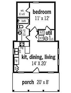 the floor plan for a two bedroom, one bathroom apartment with an attached living area