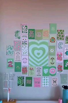 a wall with many different types of stickers on it