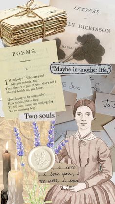 a collage of paper with pictures and words on it