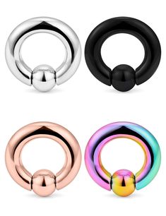 PRICES MAY VARY. Includes 4PCS 316L Surgical Steel Captive Bead Rings Spring Action CBR PA Ring,Have 4 Colors(Silver,Gold,Black,Rose Gold),Each Color One Piece. Made with Surgical Grade 316L Stainless Steel,Durable and Hypoallergenic, Completely Non-corrosive, Lead and Nickel Free, Also Resistant to Acid, Alkali, No Fading, No Distortion. Gauge Size: 2G(6mm), Inner Diameter 16mm, Ball Size: 10mm It's Good Daily Life Wearing, Dhowing Your Special Taste and Personality, also Can Serve as Gift for Bead Rings, Body Jewelry Piercing, Gauged Earrings, Ear Gauges, Body Piercing Jewelry, Beaded Rings, Piercing Jewelry, Black Rose, Body Jewelry