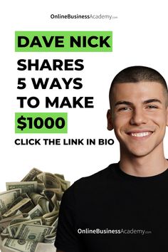 a man with money in front of him and the words, 5 ways to make $ 100