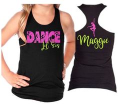 Glitter Dance Lil Sis Tank Top  Dance Sister Racerback tank  | Etsy Sleeveless Stretch Dancewear Tops, Black Summer Top For Dance Class, Stretch Dancewear Tops For Dance Class, Stretch Tops For Dance Class, Stretch Racerback Tank Top For Party, Pink Stretch Tops For Dance, Dance Competition Gifts, Team Mom Shirt, Softball Tank Tops