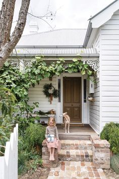 White Cottage Exterior, White Weatherboard House, Weatherboard Exterior, Front Verandah, Recycled Brick, Cottage Renovation