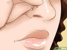 a woman's nose with the word how to place your own nose ring on it