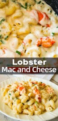 lobster macaroni and cheese in a white bowl