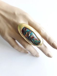 Long Ring, Colorful Ring, Statement Ring, Big Ring, Modernist Ring, Rough Contemporary, Artisan Ring, Huge Ring, Fashion, Jewelry, Unique - Etsy Bosnia and Herzegovina Multicolor Hand Painted Ring, Artistic Hand Painted Ring Jewelry, Multicolor Handmade Fusion Rings, Unique Handmade Oval Enamel Ring, Unique Handmade Multicolor Enamel Ring, Unique Handmade Open Enamel Ring, Unique Handmade Enamel Open Ring, Artistic Handmade Enamel Ring As A Gift, Handmade Unique Open Enamel Ring