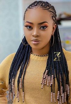 Cornrows With Beads, Cornrow Designs, Carrot Hairstyles, Cornrows Hairstyles, Braiding Styles