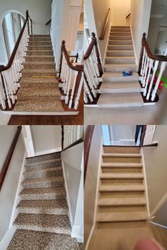 the stairs in this house have been cleaned and new carpet is being put on them