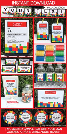 lego birthday party printables and labels