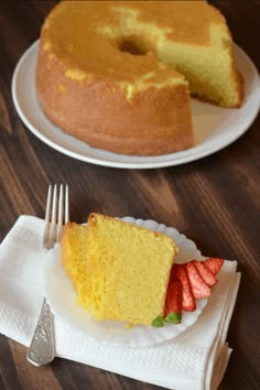 a piece of cake on a plate with a fork