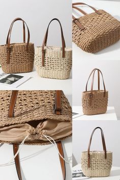 Schick Hohl Geflochtenes Stroh Weben Rattan Weekender Taschen Häkeln Strand Boho Handtasche Griff Urlaub Schwimmen Shopping Tragetasche Tasche only $22.99 in ByGoods.com 
#bag #purse #tasche #stroh #weben Straw Bags, Beach Bags, Beach Bag, Tote Bags