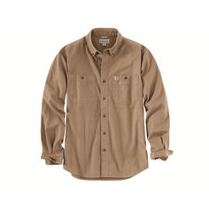 The Carhartt Men's Rugged Flex Relaxed Fit Midweight Canvas Long Sleeve Shirt is built for freedom of movement. The long-sleeve shirt is made of heavyweight cotton that's soft and durable. The built-in stretch and flex lets you load boxes or swing a hammer with ease. Great for a long day at work or a leisurely weekend day, the shirt will hold up to anything you throw at it. Features6.5-ounce, 98% cotton / 2% spandex Built to move with Rugged Flex stretch technologyRelaxed fitCarhartt-strong, tri Workwear Store, Mens Rugged, Carhartt Shirts, Rugged Men, Carhartt Workwear, Men Carhartt, Carhartt Mens, Dark Khaki, Work Shirt