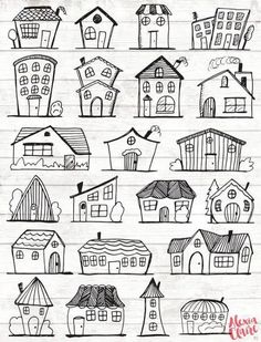 hand drawn houses on a piece of paper