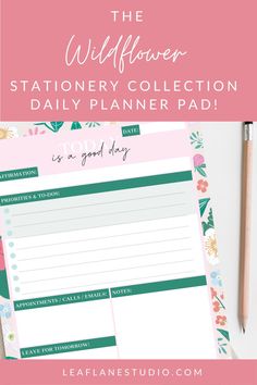 the wildflower stationery collection daily planner pad