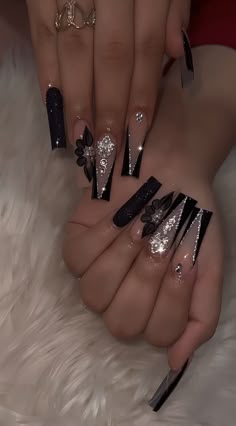 Eid Nails, Acrylic Nails Coffin Ombre, Quince Nails, Quinceanera Nails, Gold Acrylic Nails, Black Acrylic Nails, Hello Nails, Girly Acrylic, Simple Acrylic