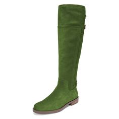 Elevate your style with these striking Green Vegan Suede Buckle Round Toe Flat Knee High Boots. Featuring a chic round toe design and comfortable flat heel, perfect for all-day wear. Color: Green Material: Vegan suede Toe: Round toe Zipper design makes it easier to wear on Handcrafted US sizing. Fits true to size. Flat Knee Boots, Clear Heel Boots, Knee Boots Flat, Boots Shoe, Knee High Boots Flat, Kitten Heel Boots, Metallic Boots, Boots Flat, Boots Knee High