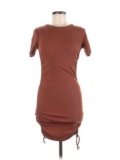 Zara Casual Dress Size: Medium Brown Dresses - used. No Fabric Content, Crew Neck, Solid, Short, Short Sleeve | Zara Casual Dress: Brown Solid Dresses - Used - Size Medium Luxury Brown Short Sleeve Dress, Medium Brown, Brown Dress, Solid Dress, Casual Dresses For Women, Casual Dress, Casual Dresses, Zara, Women Handbags