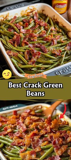 Crack Green Beans Bacon Greenbean Casserole, Baked Sweet And Savory Green Beans, Garlic And Bacon Green Beans, Christmas Side Dishes Green Beans, Cracked Green Bean Casserole, Crock Pot Green Beans With Bacon Brown Sugar, Bacon Cheddar Green Bean Casserole, Green Beans Casserole With Bacon, Green Bean Casserole Recipes With Bacon