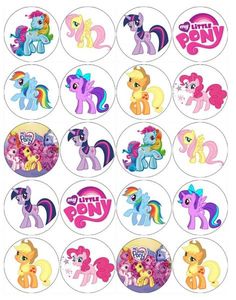 the my little pony stickers are all different colors and sizes, but one is pink