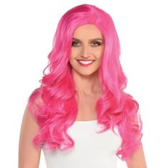 This long pink wig is how you show your team spirit spice up your Halloween look or complete your cosplay costume. The wig is straight with lush curls at the bottom for a glamorous look. It fits kids and adults. Pink Long Glam Wig product details:  Synthetic fiber One size fits most Suitable for use with hair spray and cool styling tools Wig cap recommended (sold separately) Pink Wig Costume, Hot Pink Wig, Cher Wig, Silver Wigs, Long Blonde Wig, Wig Costume, Pink Mask, Wig Party, Grey Wig