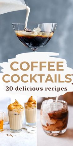 coffee cocktails and desserts with text overlay